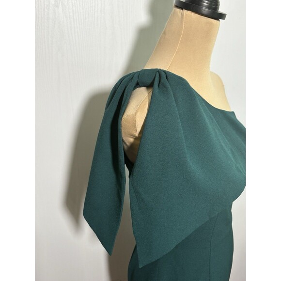 DRESS THE POPULATION Midi Dress Womens Small Green Tiffany One-Shoulder Bow New - Picture 6 of 16